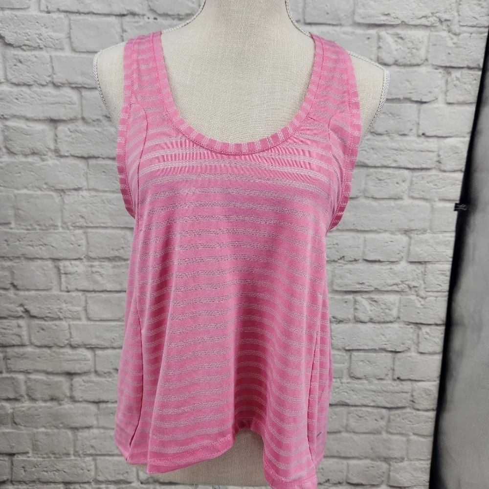 Zyia Active Pink Striped Nimbus Split Back Workout Running Tank Top Size Small - Picture 3 of 14